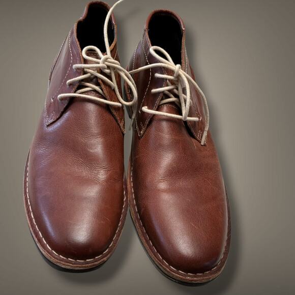 Men\'s 11.5 KENNETH COLE REACTION Desert Sun Brown Leather Chukka Boots EUC main image 8